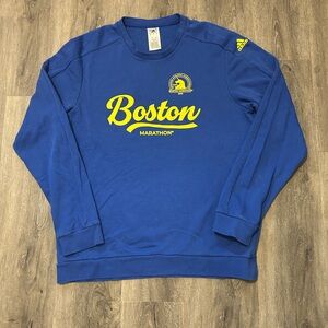 2021 Adidas Boston Marathon Crewneck Long sleeve Men’s Sz XL Blue Yellow Running